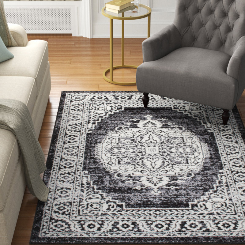 Astoria Grand Buchan Gothic Black Area Rug Wayfair